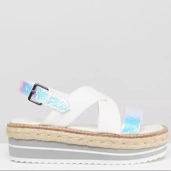 SixtySeven shoes  Echos Iridescent Espadrille Platform Sandals size 38 - Picture 2 of 7